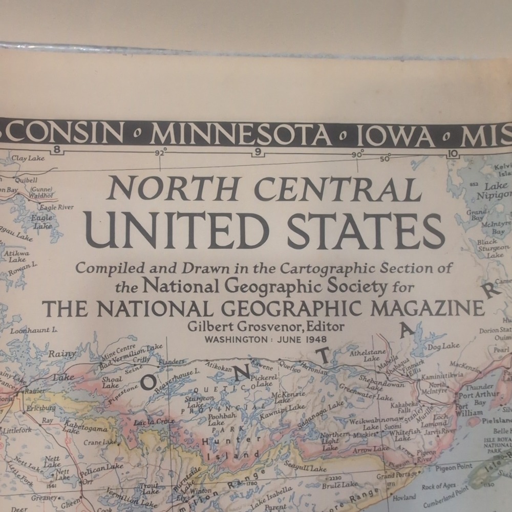 1948 National Geographic North Central United States Map Vintage Fold Out 27x26 - Picture 2 of 2